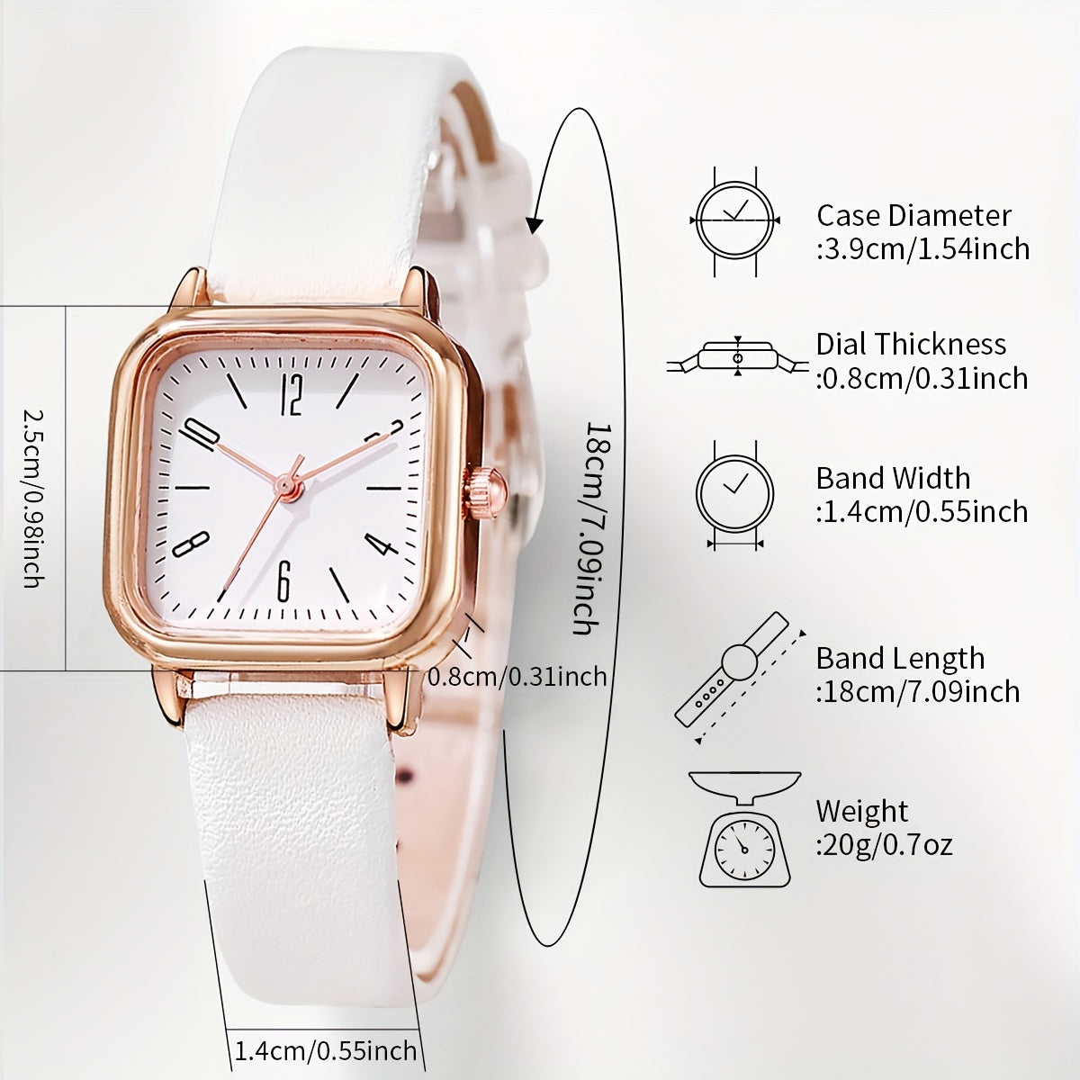 Women's Luxury Quartz Watch and Jewelry Set 5 Pieces Square Dial Pearl Accents Gift