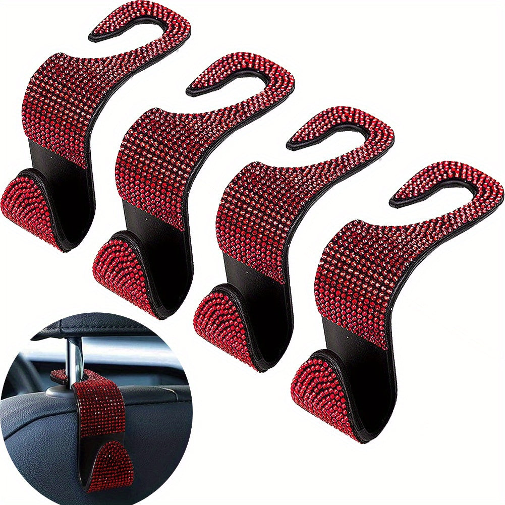 4 шт. кристальных стразовых крючка для автомобильных подголовников, держатель для сумок на заднем сиденье для женщин и мужчин