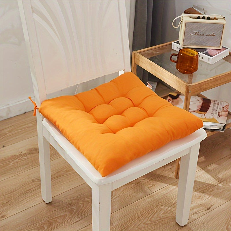 Solid Color Polyester Chair Cushion Washable Seat Pad for Dining Office Tatami