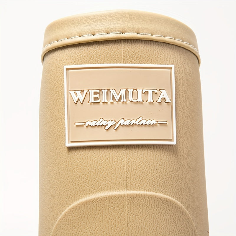 Women's Fleece-Lined Mid-Calf Rain Boots Waterproof Winter Snow Shoes