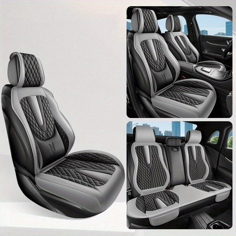 All-Season Faux Leather Car Seat Cover Breathable Dirt-Resistant for 5-Seater