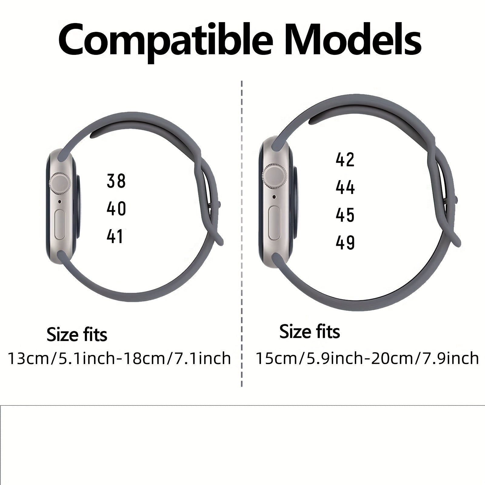 CHINBER Мягкий силиконовый спортивный ремешок для iWatch - Подходит для 38 мм до 49 мм, совместим с сериями SE/Ultra/9/8/7/6/5/4/3/2/1