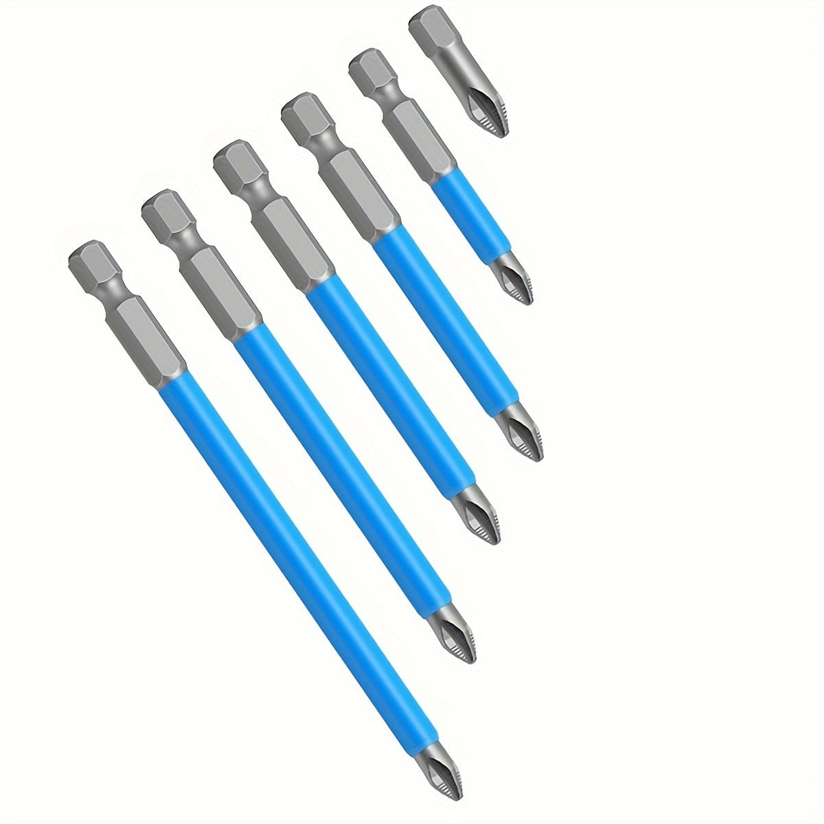 Juego de 5 piezas de puntas de destornillador de cruz magnéticas de acero S2 con alcance extendido