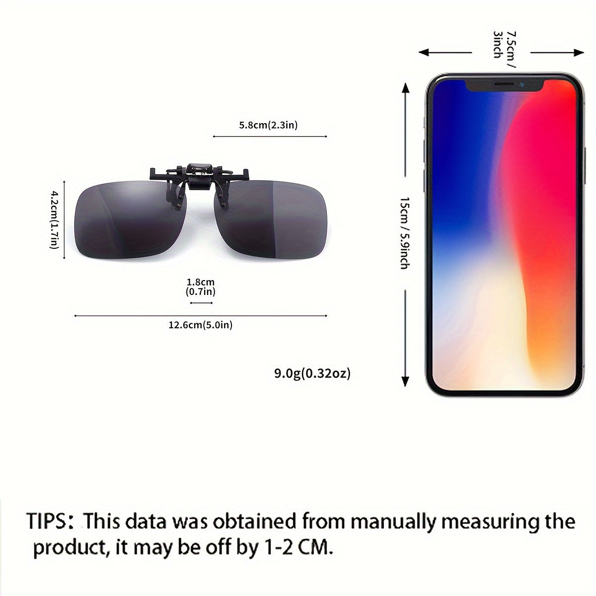 Tashqarida lager qilish va sayohat uchun 3 ta yengil toʻrtburchakli polarizatsiyali klip-on quyosh koʻzoynaklari