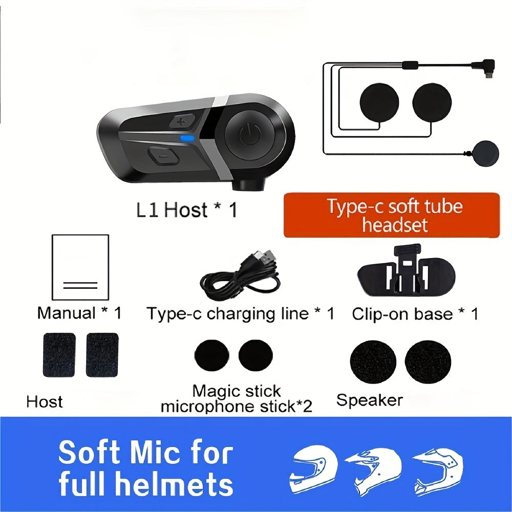 Motorcycle Wireless Helmet Headset Black Blue Stereo Hands-Free Calling