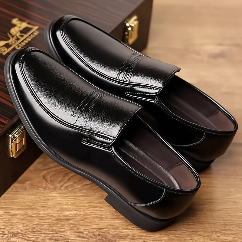 Men's Leather Slip-On Loafers Vintage Minimalist Business Dress Shoes