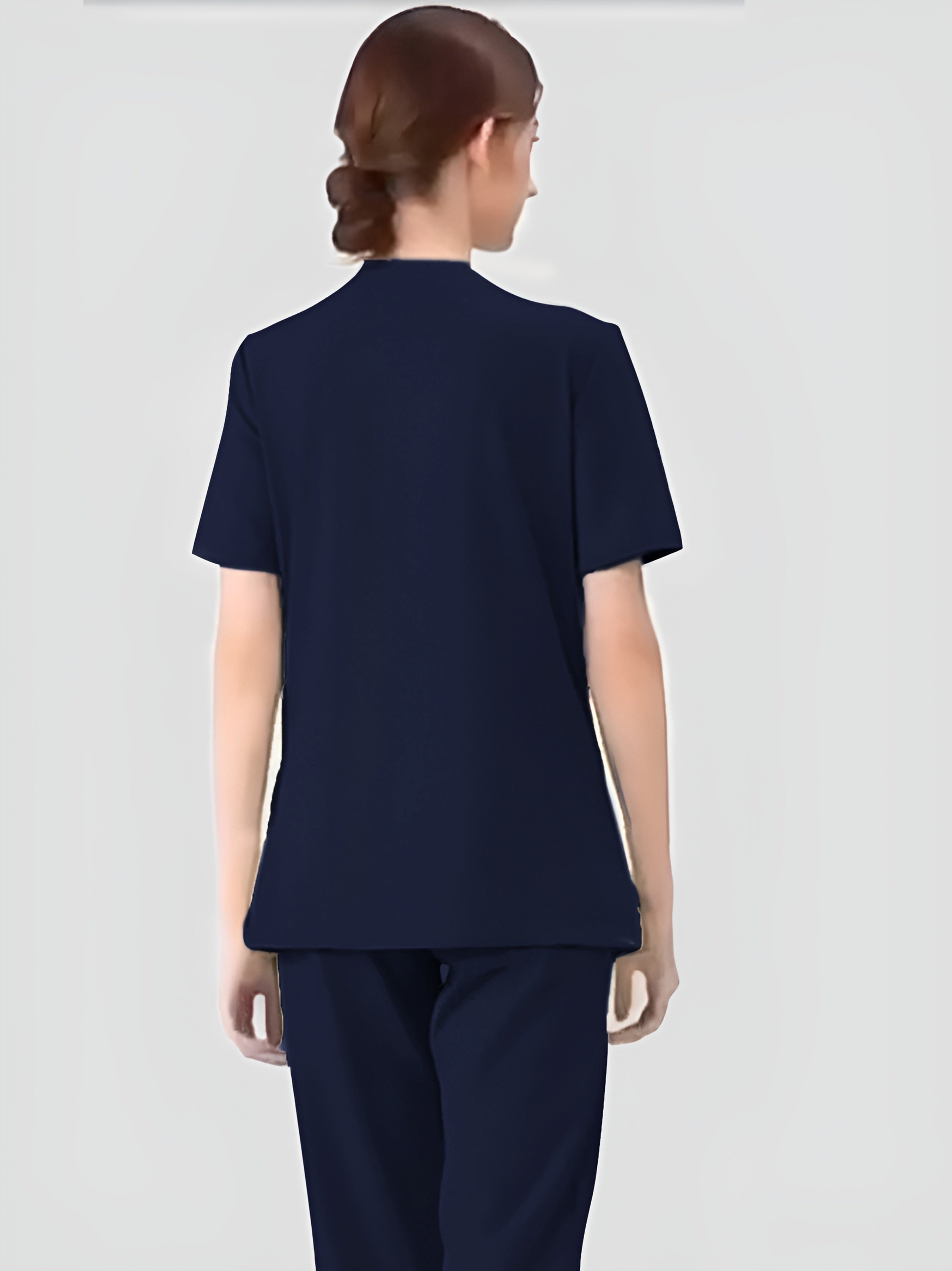 Women's Health Care Uniform Set V-Neck Top with Pockets and Solid Pants