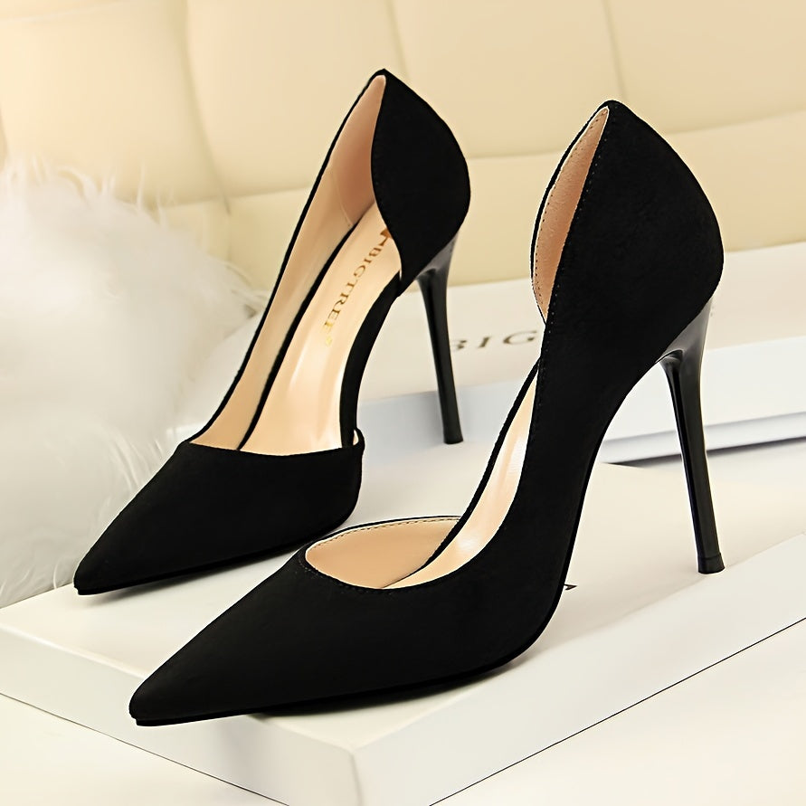 Women's Black Stiletto Heels Pointed Toe Ultra-High Thin Heel Dress Shoes