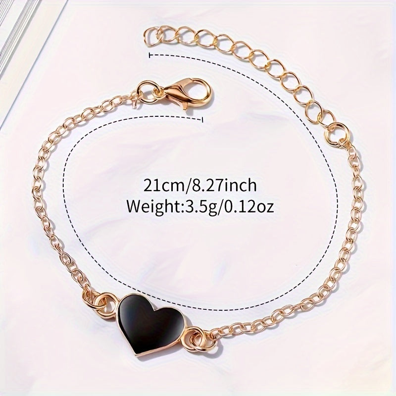 Набор из 2 женских кварцевых часов из искусственной кожи с браслетами в форме сердца для подарка