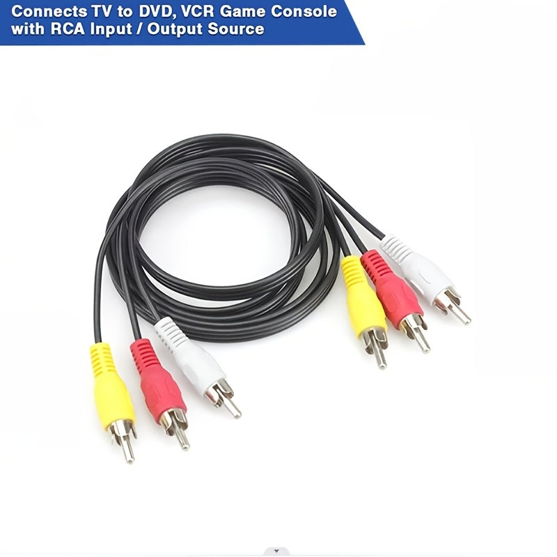 3RCA to 3RCA AV Cable 1.5m All-Copper Video and Audio Connection for TV DVD Set-Top Box