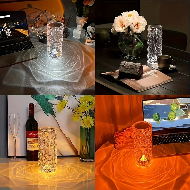 RGB Crystal Rose Night Light with 16 Colors Touch and Remote Control Dimmable USB Rechargeable Atmosphere Lamp