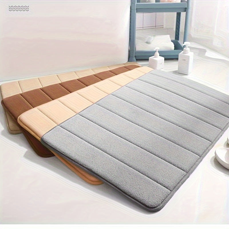 Soft Flannel Striped Entry Door Mat Non-Slip Absorbent Easy to Clean 3 Colors