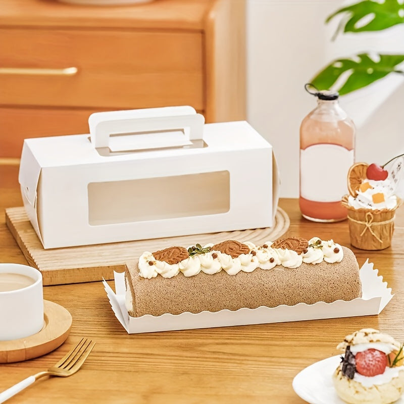 Упаковка из 5/10 коробок для упаковки рулетов для торта с прозрачным окошком, идеально подходит для мусса для рулетов для торта, выпечки ручным способом, а также для упаковки подарков на день рождения и праздники