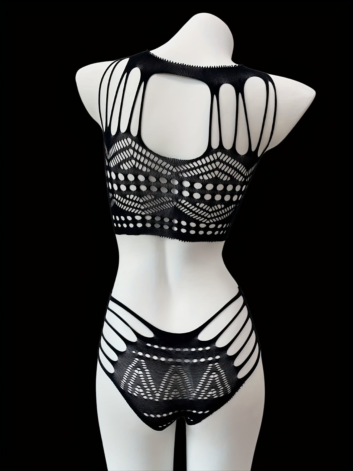 Conjunto de lencería de talla grande para mujer, top y braga de malla transparente, 8 piezas