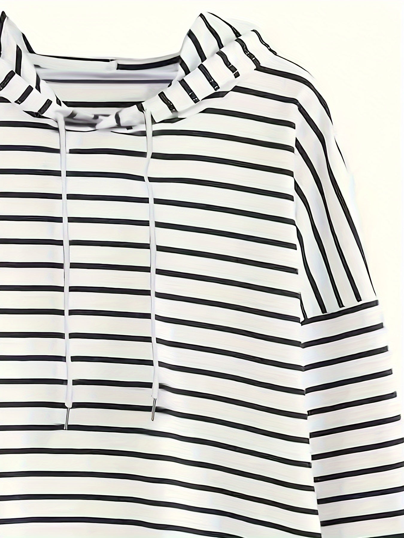Women's Plus Size Striped Hoodie With High Low Hem Drawstring Spring Fall Long Sleeve