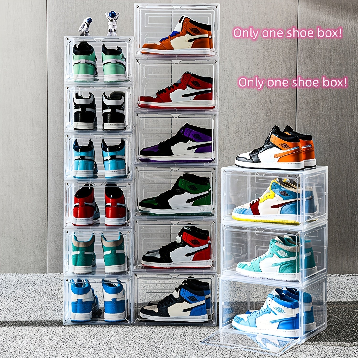 Men Women Shoe Storage Box Foldable Plastic Dustproof with Side Door
