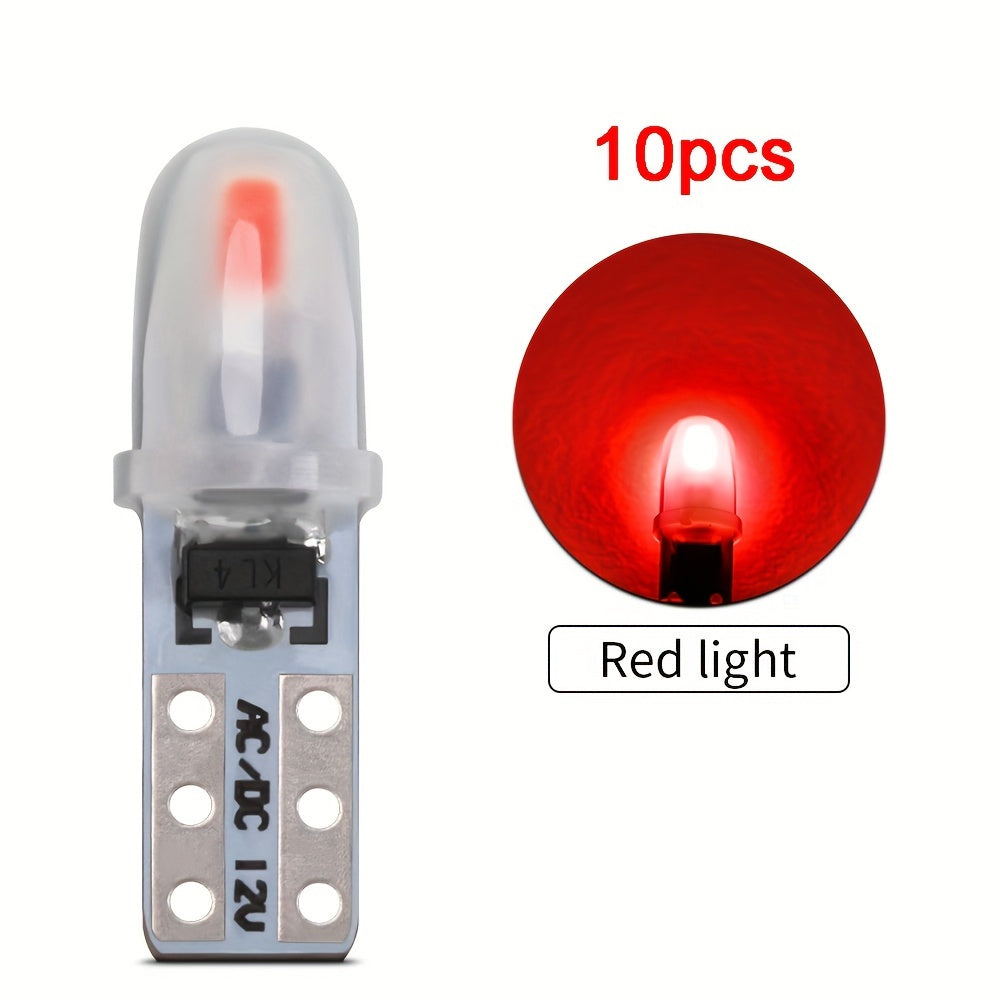 10Pcs T5 LED Indicator Wedge Light Bulbs for Car Dashboard Panel Red White