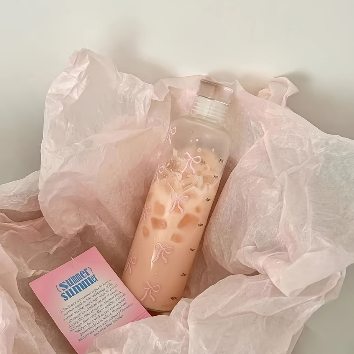 Kawaii Plastic Water Bottle 500ml with Transparent Time Scale for Sports School Outdoor