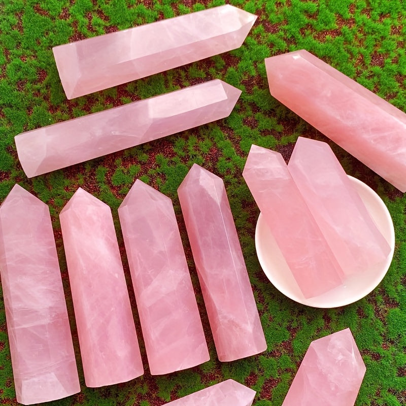 Natural Rose Quartz Crystal Tower 2.7-3.1 Inches 6-Sided Interior Decor Gift