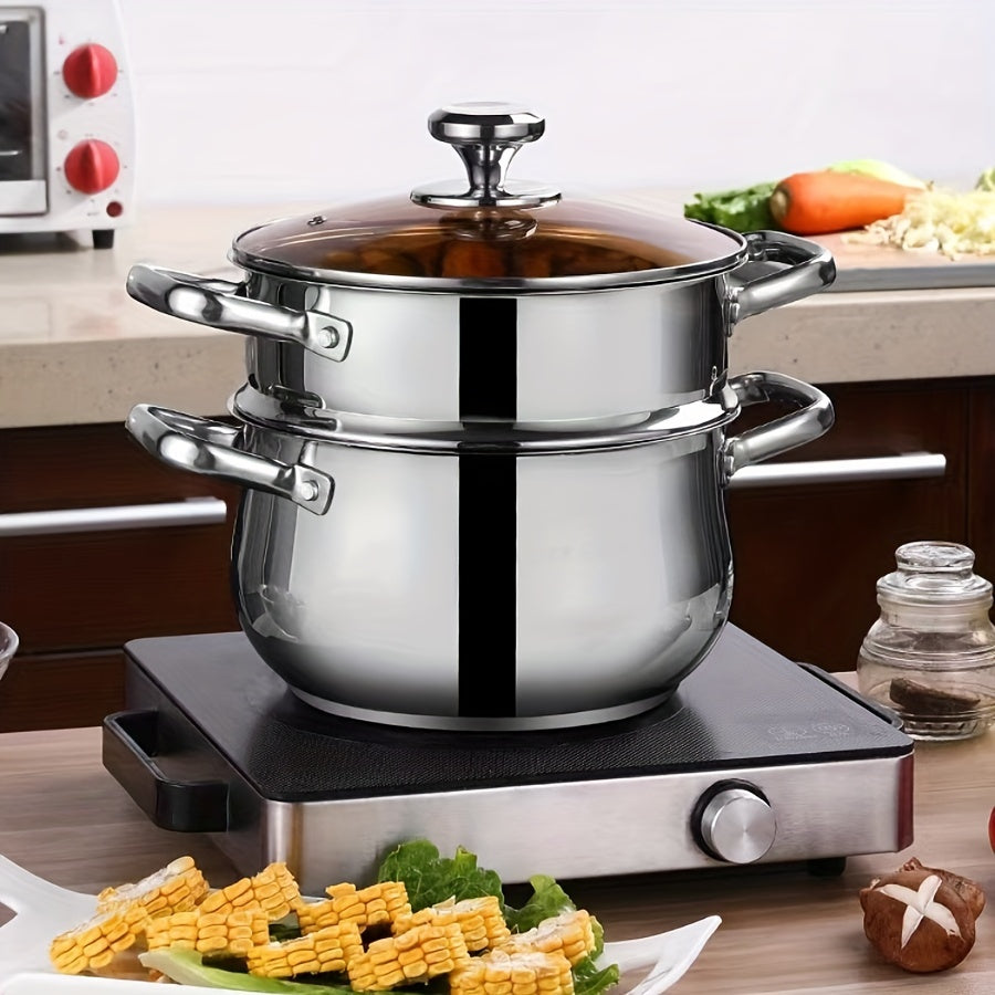 Qalin Ikki Qavatli Sho'rva Qozoni - Oila Oshxonalarida Foydalanish Uchun Ko'p Maqsadli Pishirish Qozoni