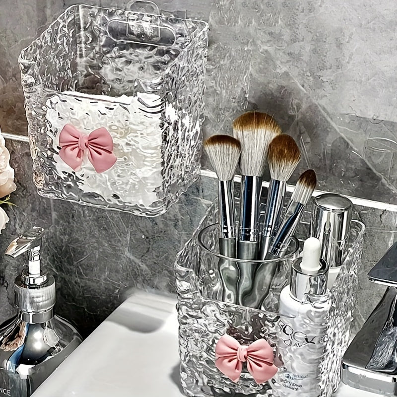 Juego de 1/2/3 cestas de almacenamiento de acrílico para montaje en pared o mesa para organización en baño y cocina