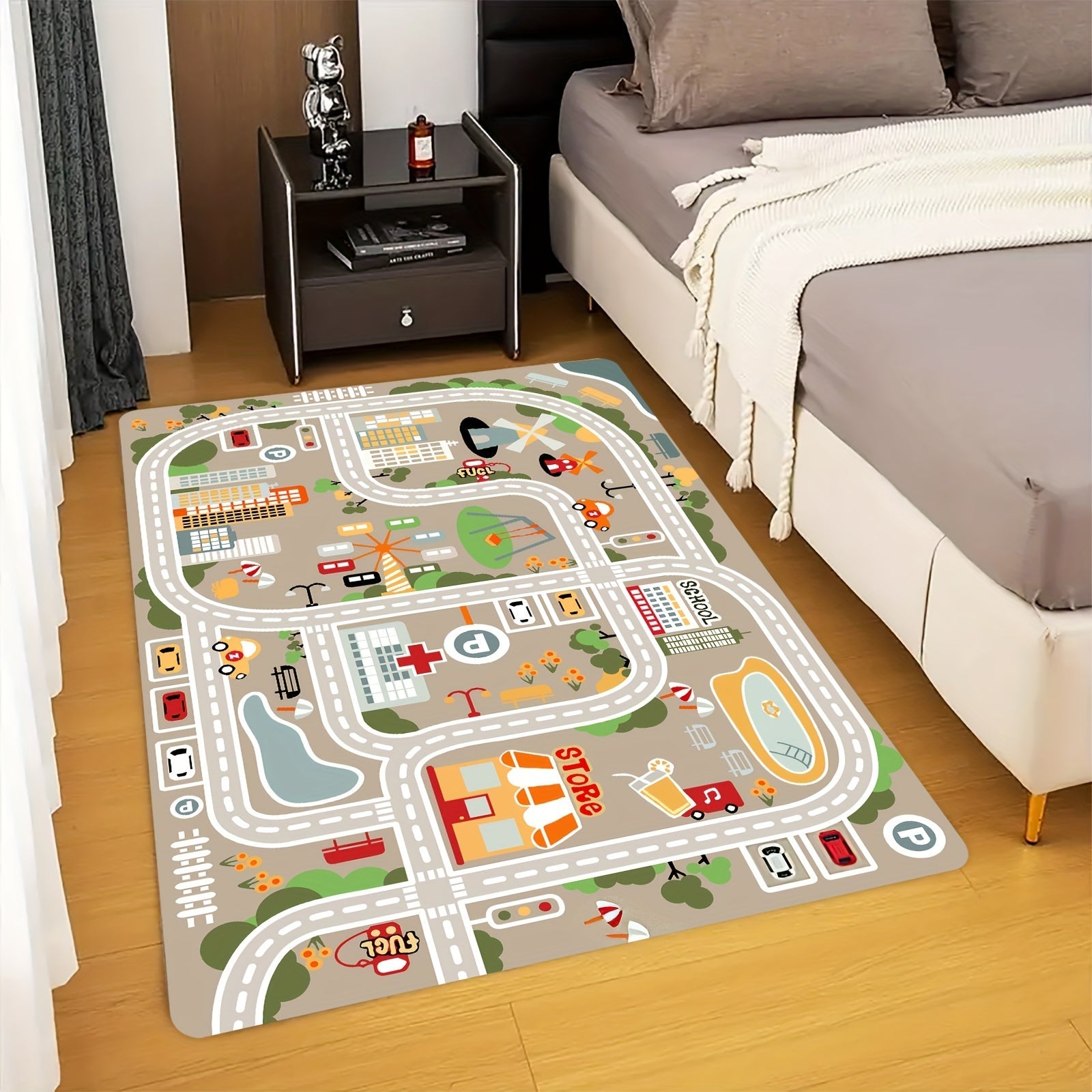 Colorful Cartoon Map Mat for Kids Soft Non-Slip Washable 1.09cm Thick