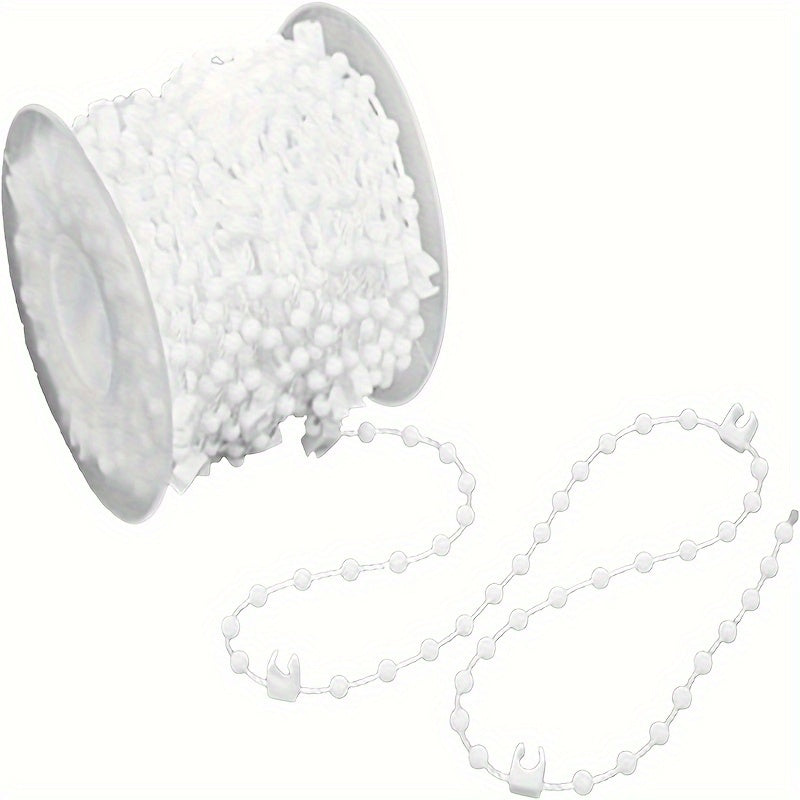White Plastic Beaded Curtain Chains 12M Long Window Treatment Hardware