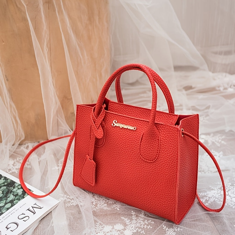 Ladies Handbags Zipper Closure PU Lychee Pattern Small Crossbody Bag for Women