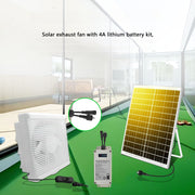 Qayta tiklanadigan batareyali quyoshli ventilyator, 25W quyoshli ventilyator to'plami va 8 dyuymli ventilyator bilan ishlaydi, issiqxona, ichki joylar va kichik binolar uchun mos.