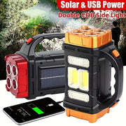 Solar Rechargeable Flashlight Lantern with 1500mAh Battery USB Charging Emergency Light for Camping and Fishing