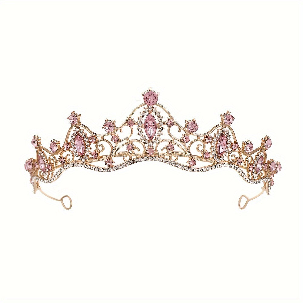 Diadema de princesa de metal para mujer con corona de cristales verdes, accesorio para el cabello de novia para bodas