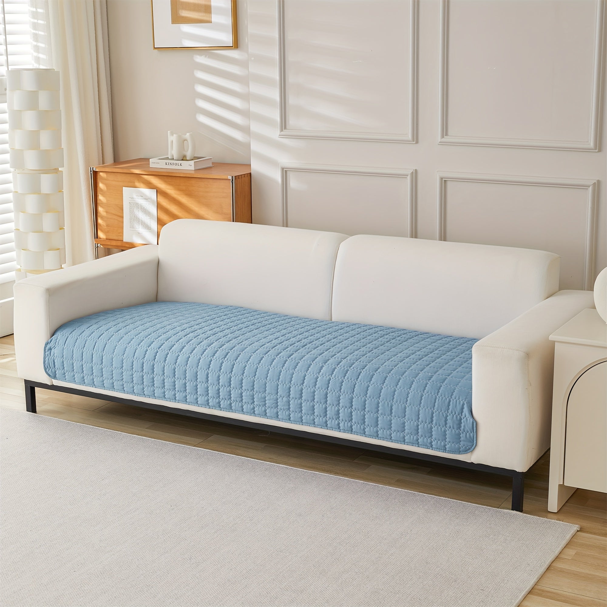 Современный минималистичный чехол для дивана в серо-бежевом ромбовидном узоре, подходит для домашних животных и стирается в машине, подходит для диванов, вмещающих от одного до четырех человек.