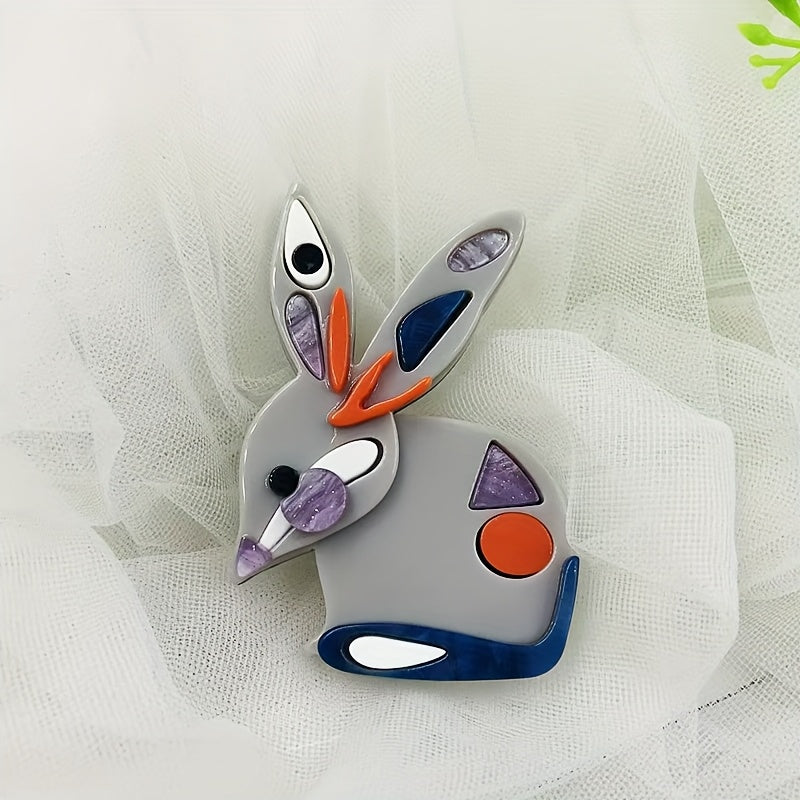 Rabbit Acrylic Brooch Pin Cartoon Animal Jewelry for Bags and Clothing