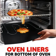 Set of 2 Non-Stick Oven Liners 40x33cm Washable BPA Free for Electric Gas Microwave