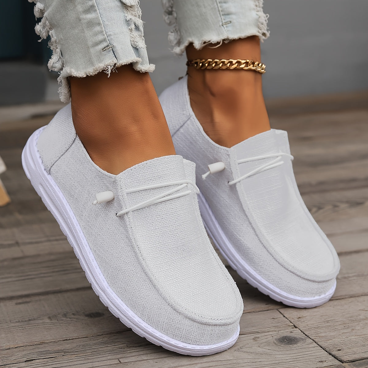 Women's Canvas Slip-On Flat Shoes Breathable Loafers Walking Shoes