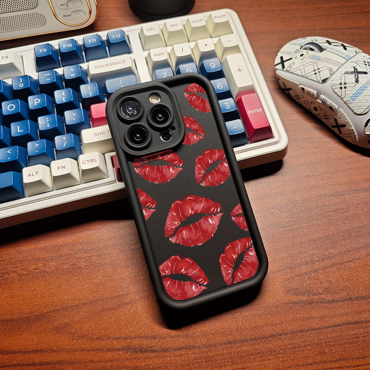 Red Lips Lipstick Phone Case for Xiaomi Redmi Frosted Black TPU European American Girls Trendy