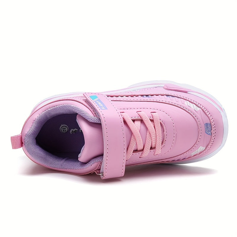 Kids Girls Solid Canvas Sneakers with Non-Slip Soft Sole and Hook and Loop Fastener