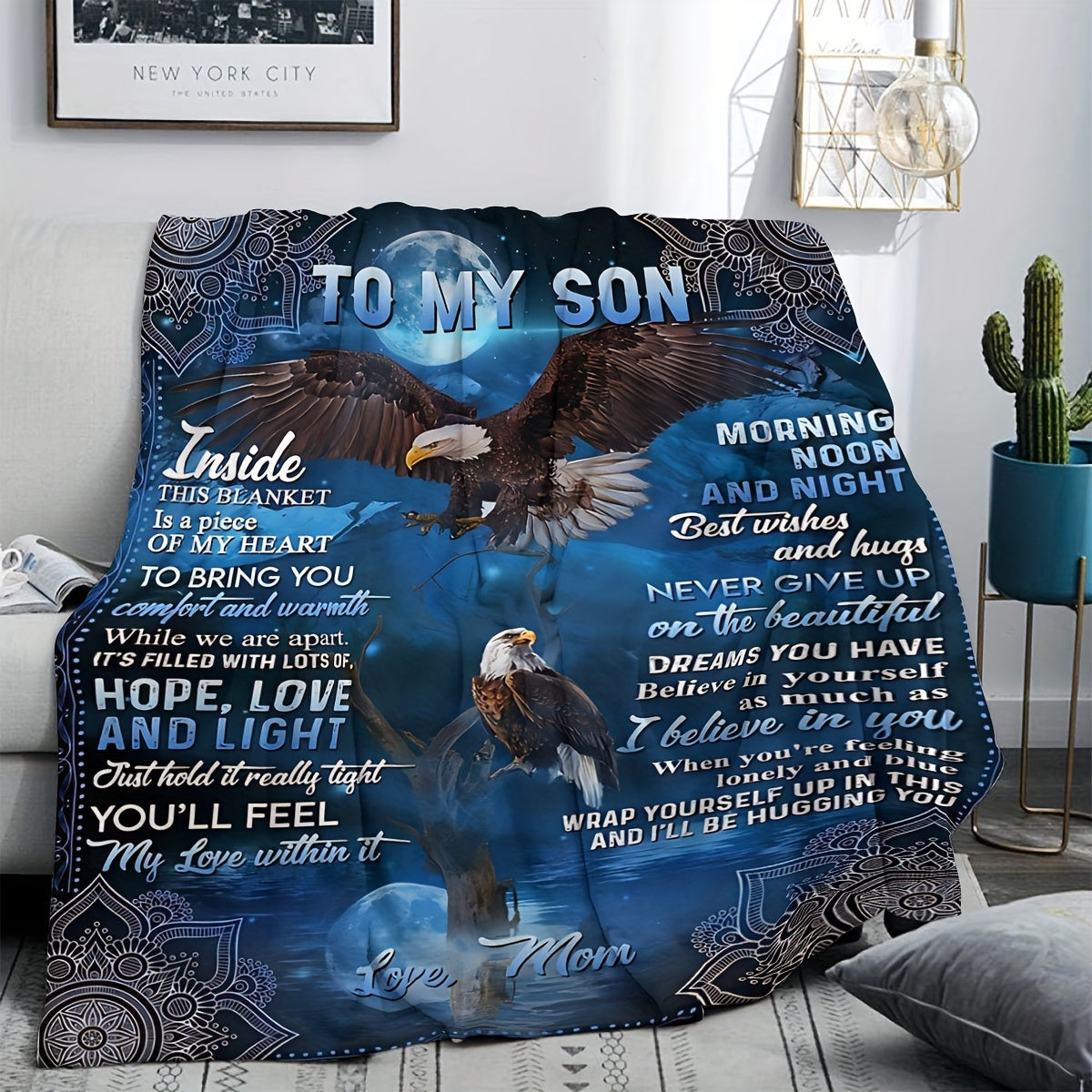 Kids Flannel Throw Blanket Soft Warm for Couch Bed Travel Love You Forever