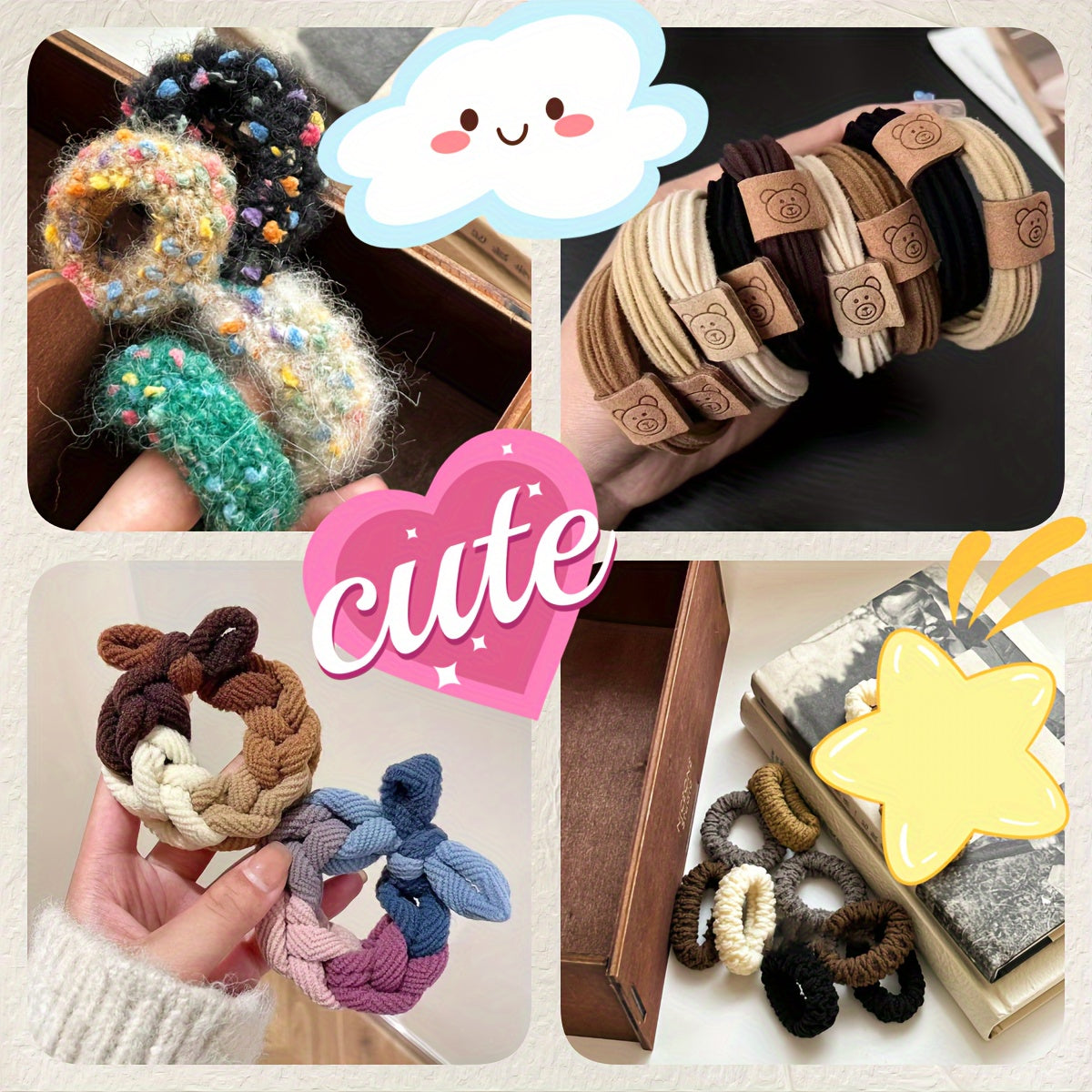 86-Piece Assorted Hair Accessories Set for Teens Vintage Knit Style Dark Autumn Winter Colors