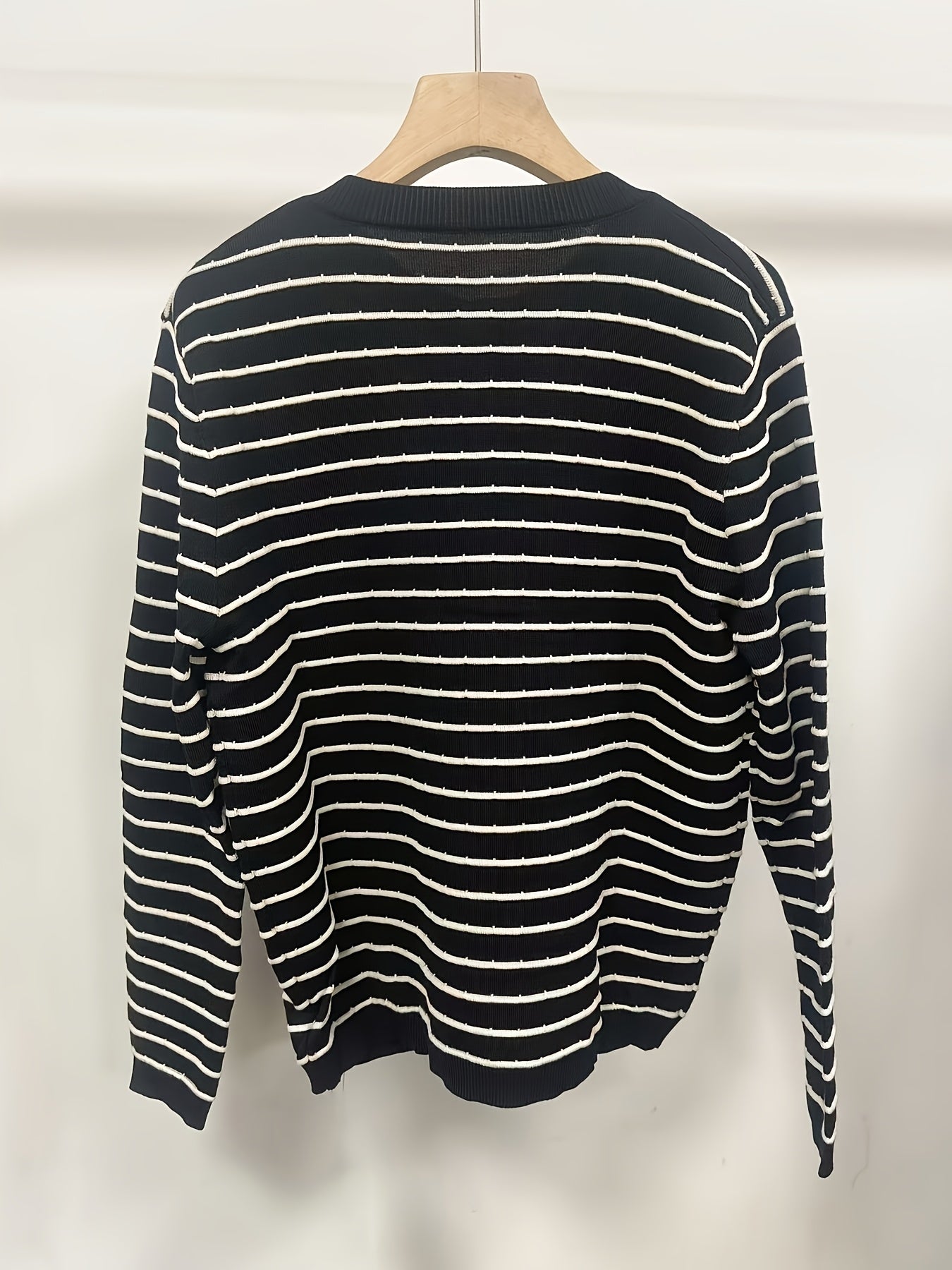 Women's Casual Striped Sweater Retro Cardigan Fall Spring Loose Outerwear