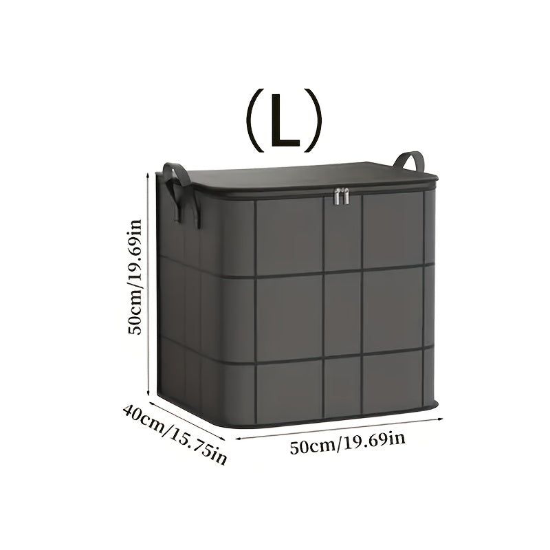 Большой черный сумка для хранения с черными полосами и двойными молниями для одежды, постельных принадлежностей и домашних вещей