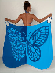Butterfly Print Beach Cover-Up with High Stretch Mesh Fabric for Summer Poolside and Beachwear