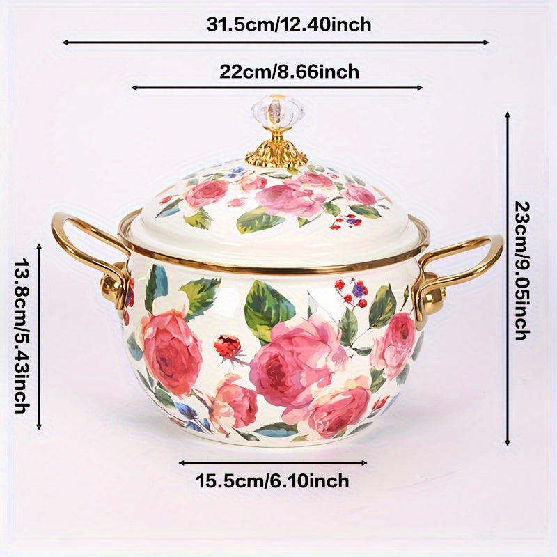 Rang-barang emal olma shaklidagi qozon, pishirish va xizmat qilish uchun, issiqlikka chidamli, oson tozalanadi