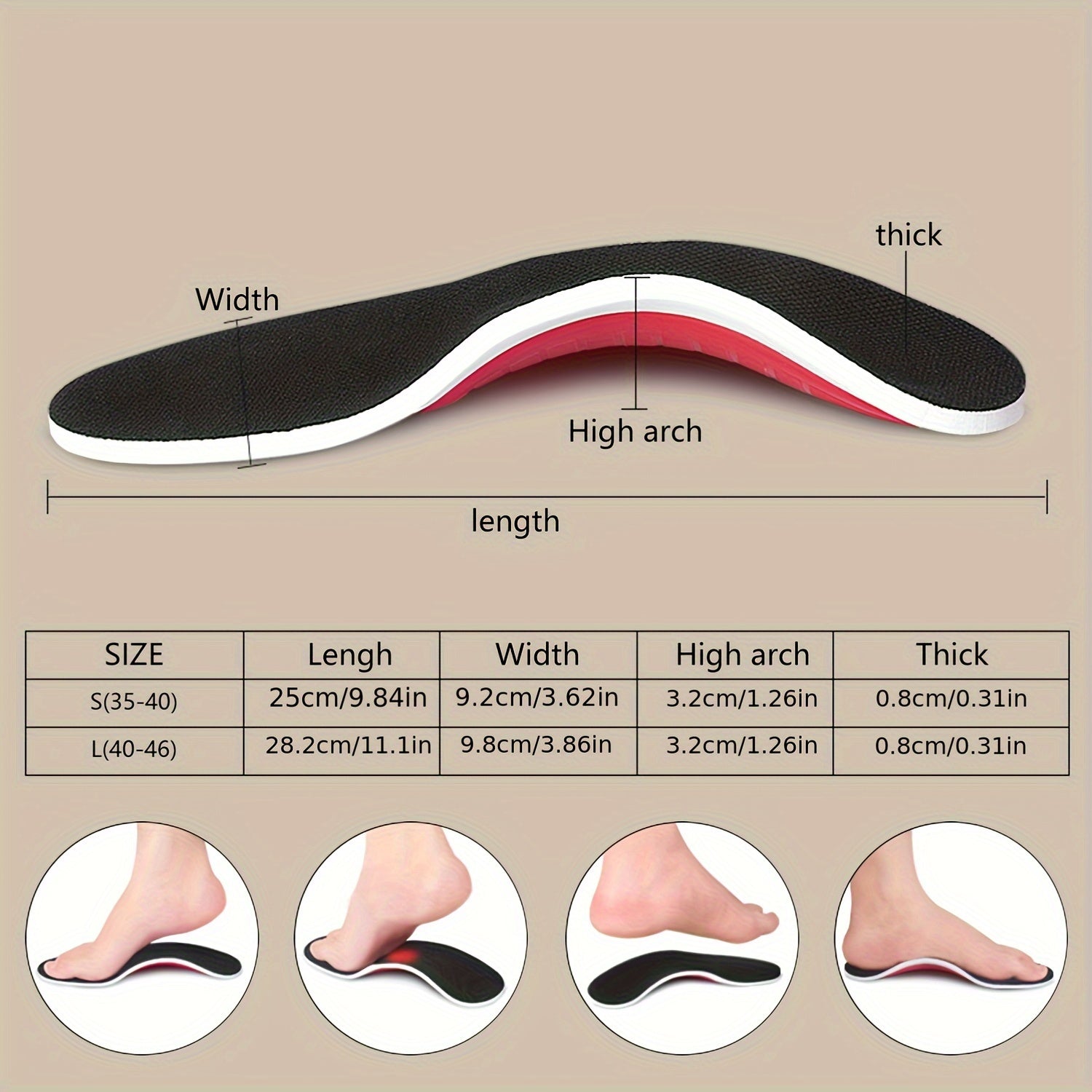 Unisex EVA Arch Support Insoles High Elasticity Shock Absorbing Sports Inserts