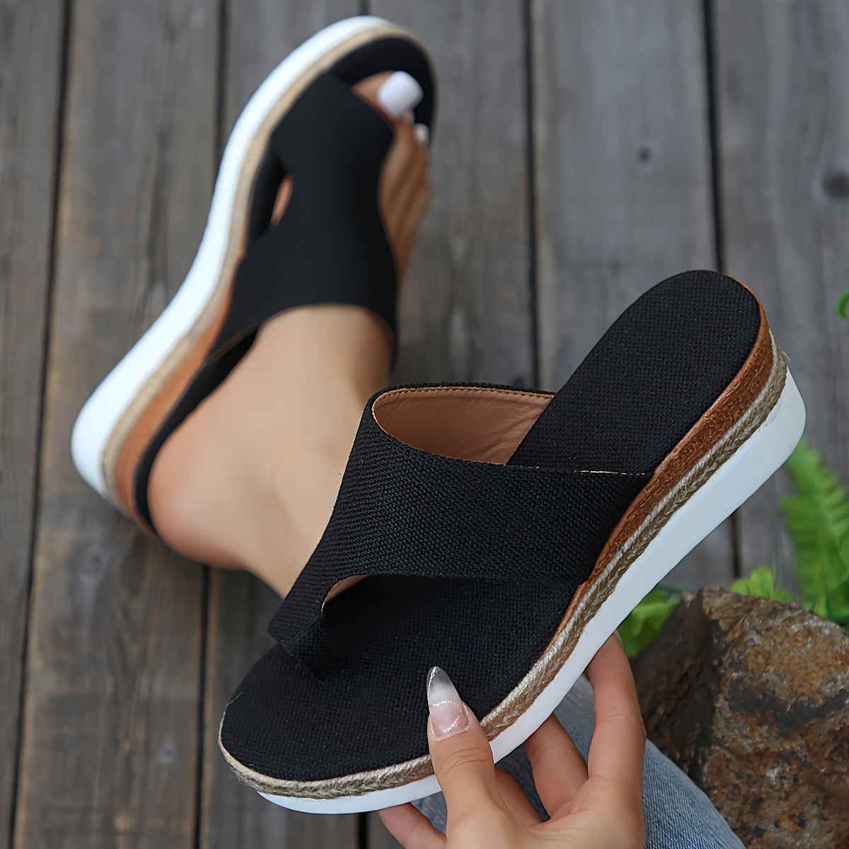 Women's Wedge Sandals Open Toe Slip-On Summer Outdoor Slides