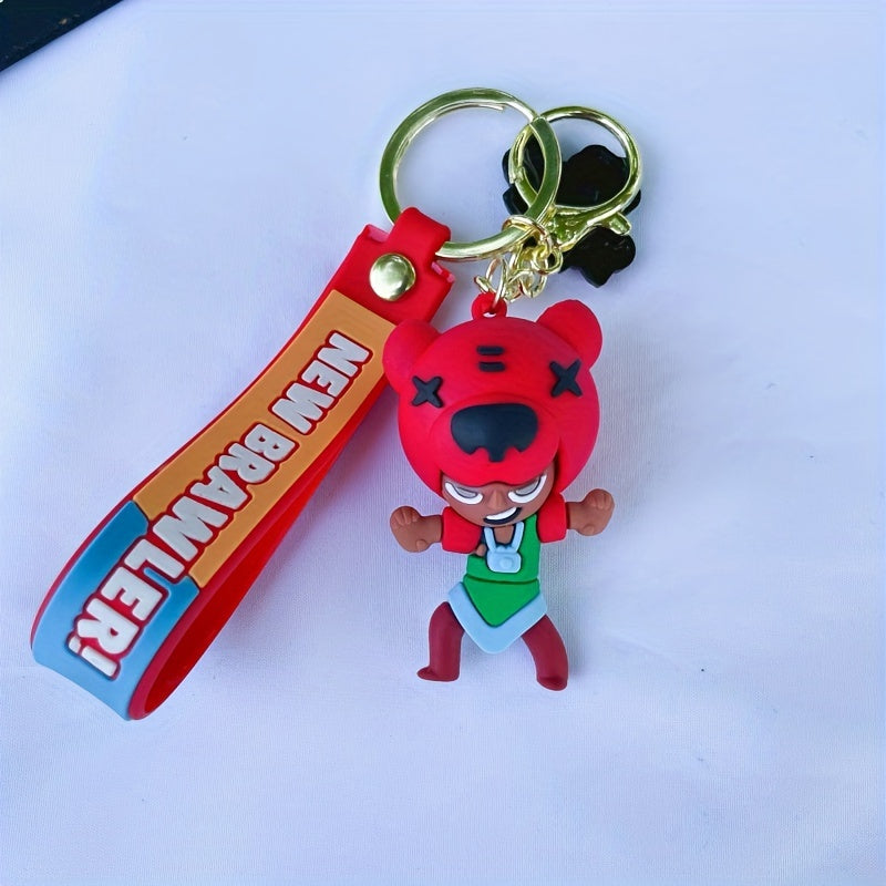 Charming Cartoon Keychain PVC Doll Red Non-Metal Cute Bag Accessory
