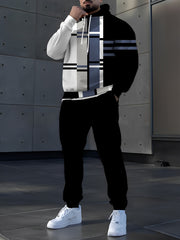 Men's Digital Print Hoodie and Sweatpants Set Casual Breathable Polyester for Fall Spring Outdoor Activities