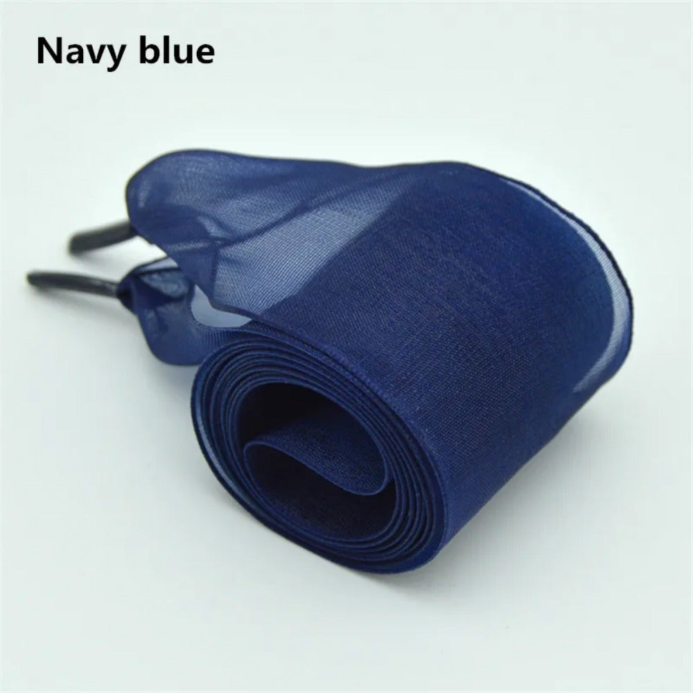 Unisex Transparent Chiffon Flat Shoelaces 2.5cm Widened Wide Bow