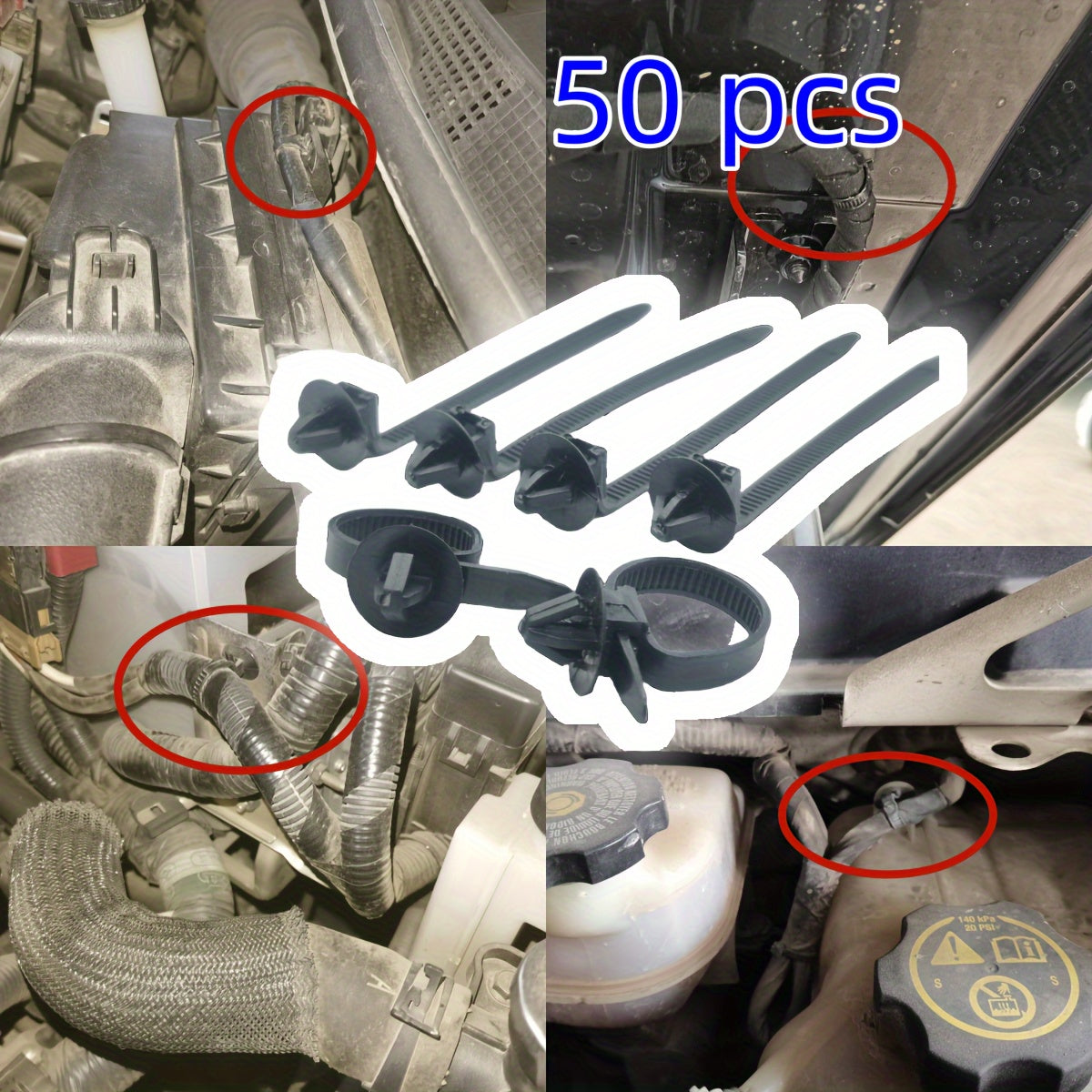 50PCS Automotive Nylon Zip Ties Wire Oil Pipe Fixing Clips Cable Ties