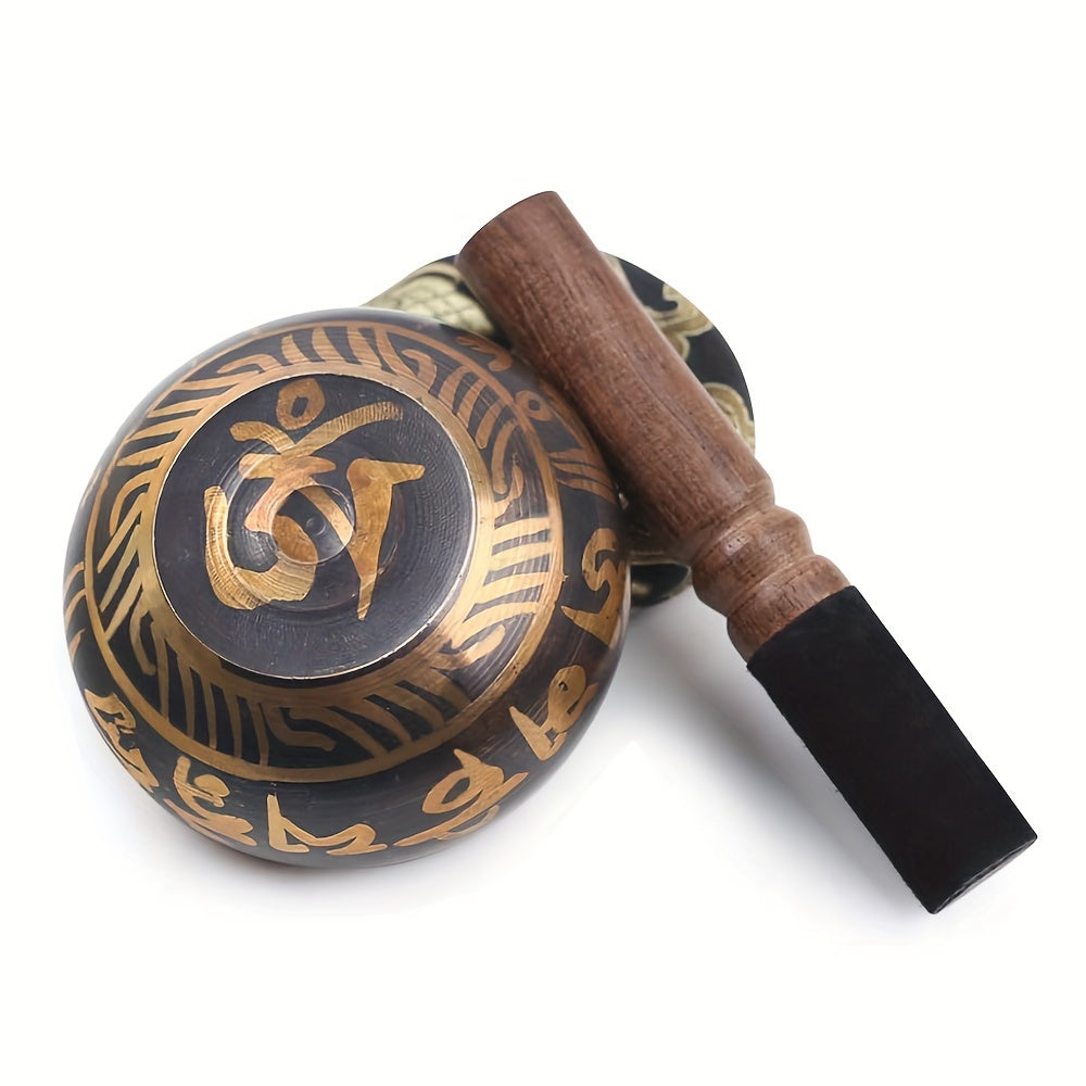 Handcrafted Copper Tibetan Singing Bowl Set with Mallet and Bag for Meditation Yoga Chakra Balancing